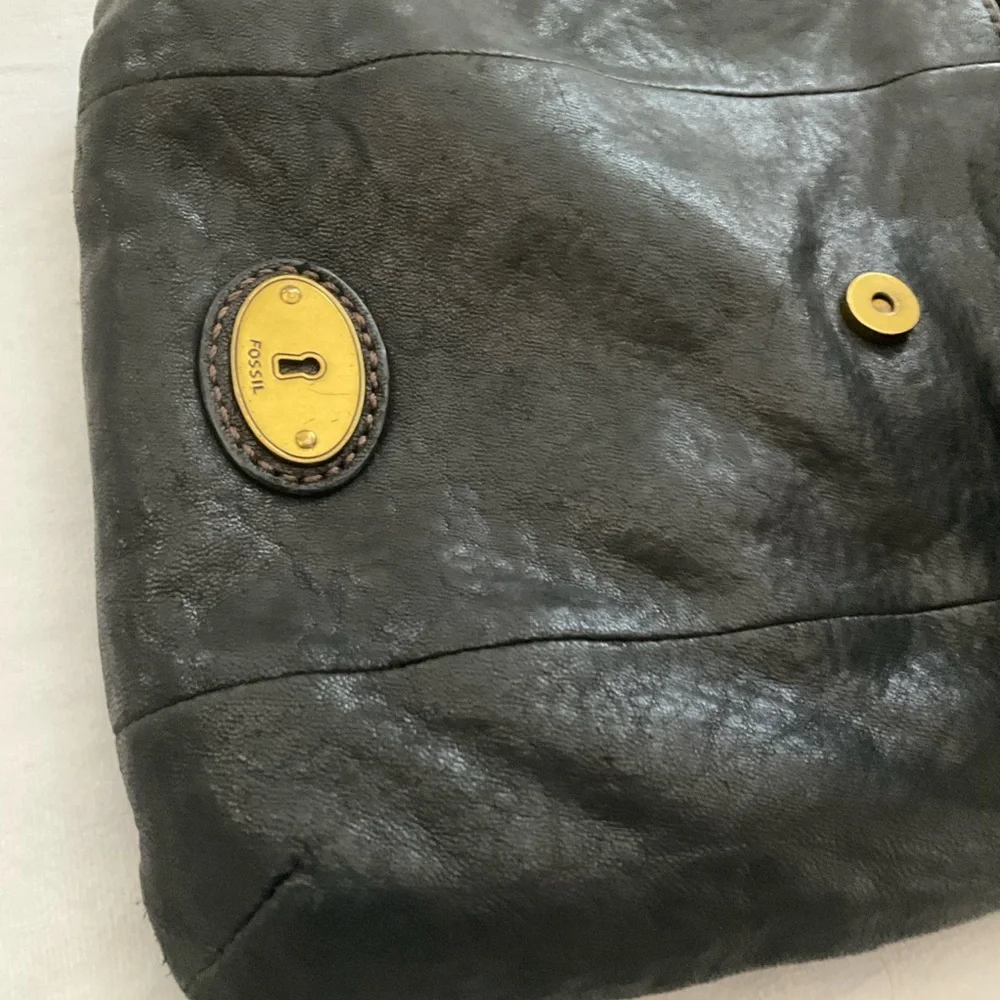Fossil Black Leather Crossbody with Brass Accent - Picture 5 of 16